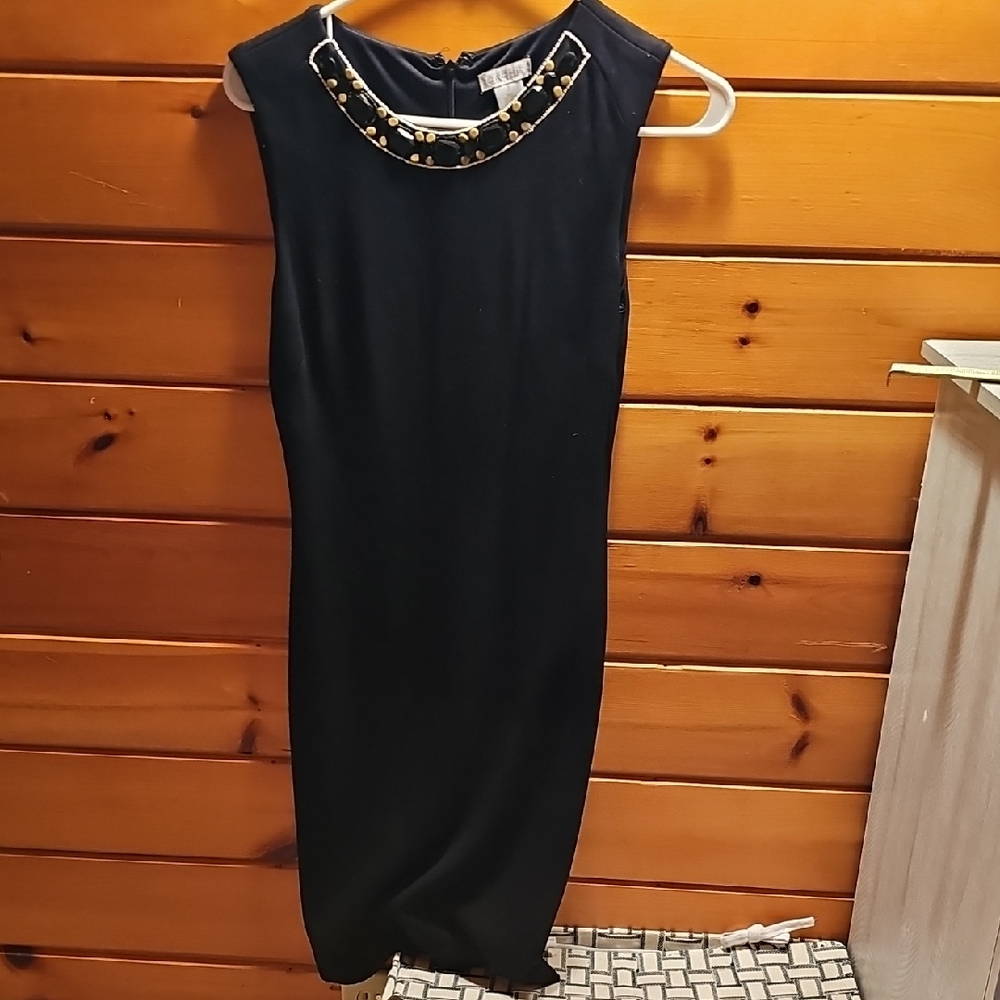 Cache Black Sleeveless Sheath Midi Dress